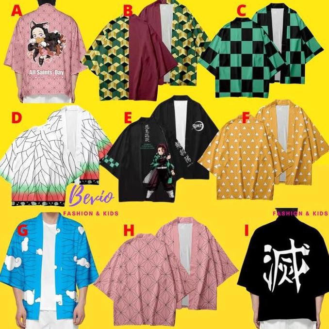 Kimono Demon Slayer Cosplay Baju Anak Haori Anime Jepang Tanjiro Impor
