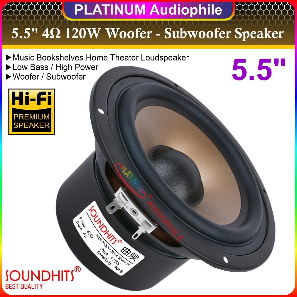 Speaker Subwoofer 5.5 Inch Woofer Bass 5.5" 4 ohm 120 Watt Hifi speker Soundhits SW-50TZF DiM