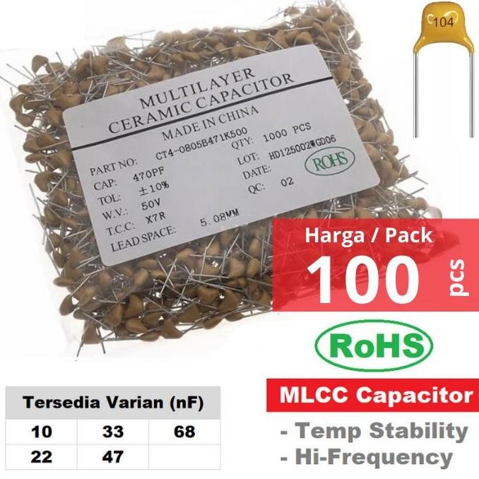 GROSIR PACK - MULTILAYER CERAMIC CAPACITOR MLCC 10NF 22NF 33NF 47NF 68NF KAPASITOR