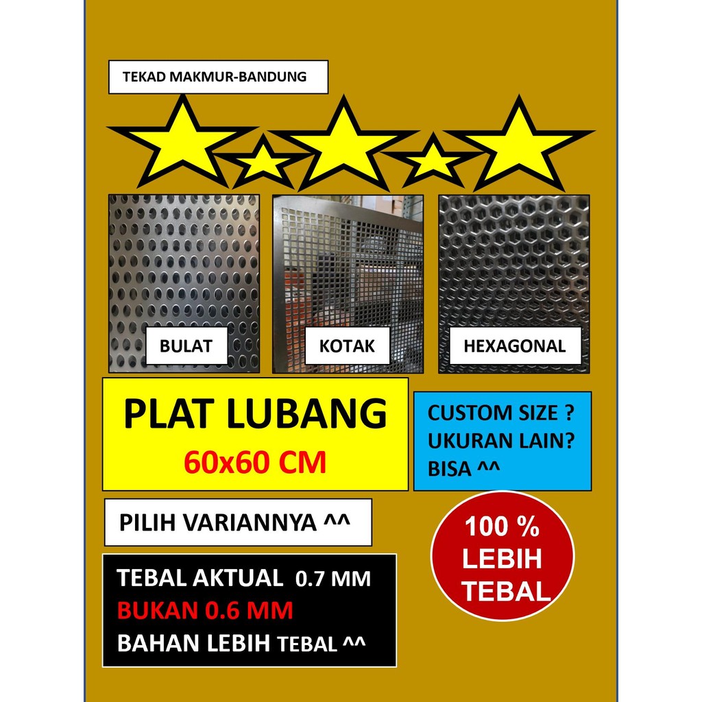 Plat 60x60 - Plat Besi Ram Speaker -  Ram Grill Plat Lubang - Ram Grill Box Sound DiM