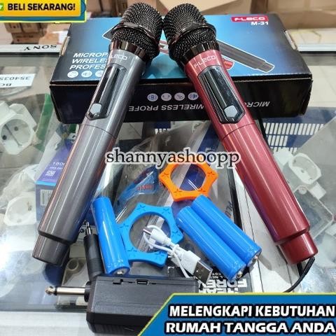 Mic Professional Wireless Microphone Double isi 2 Fleco M-31/ Mic Wireless Karaoke Fleco M-31/ Mic F