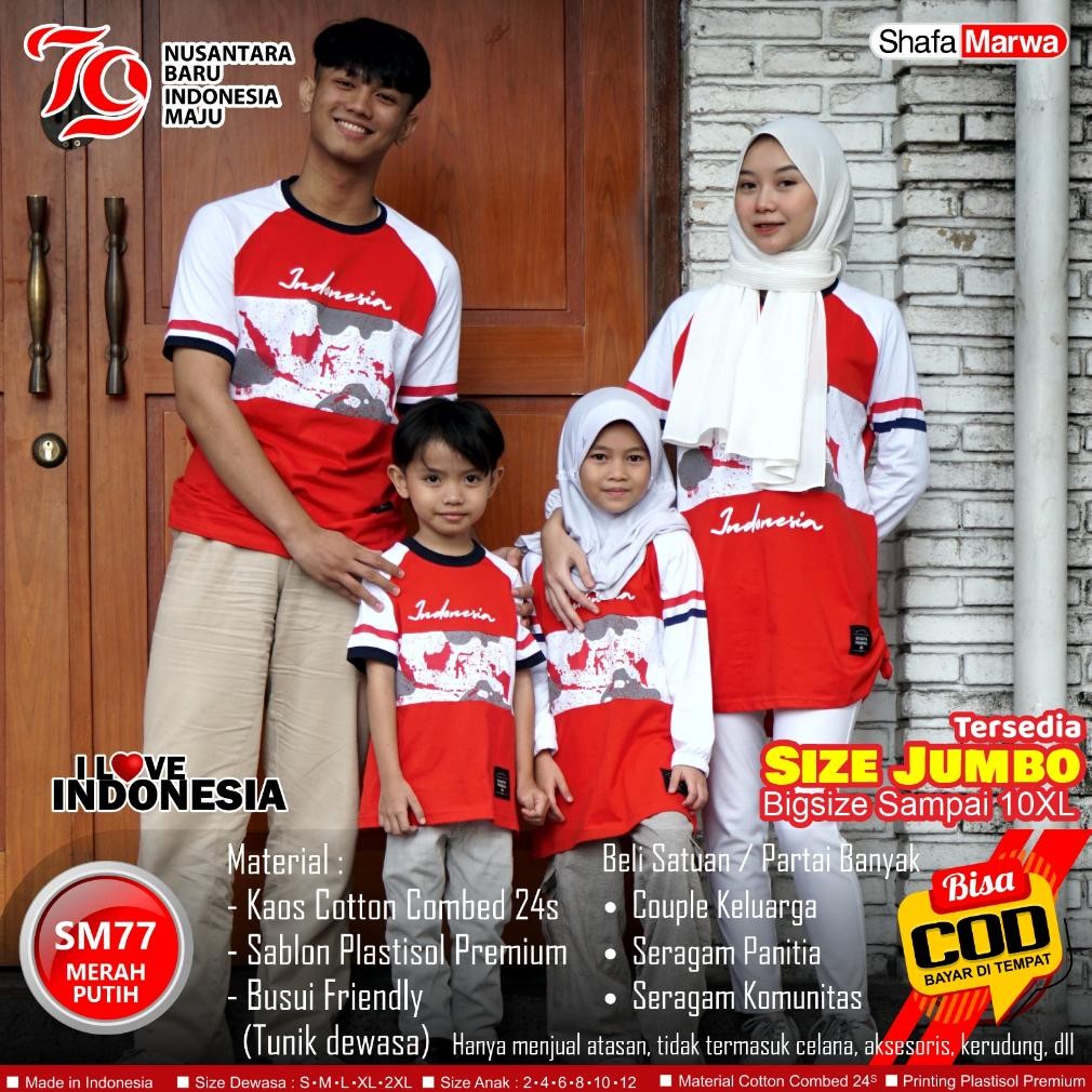 Kaos Merah Putih 17 Agustusan - Baju Seragam Couple Edisi Kemerdekaan Agustus Sm77