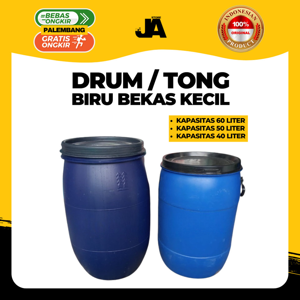 Drum Tong Kecil Bekas 40 50 & 60 Liter / Tutup Biru Tebal Mandi Bak Mandi Berkualitas Palembang