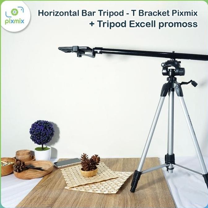 BRACKET TRIPOD HORIZONTAL BAR PIXMIX + TRIPOD - T BRACKET KAMERA VIDEO SHOOTING STOK TERBATAS