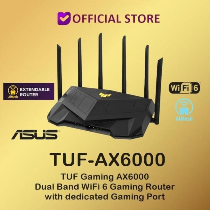 Asus Tuf-Ax6000 Tuf Gaming Ax6000 Dual Band Wifi 6 Gaming Router Wifi6 New Stok