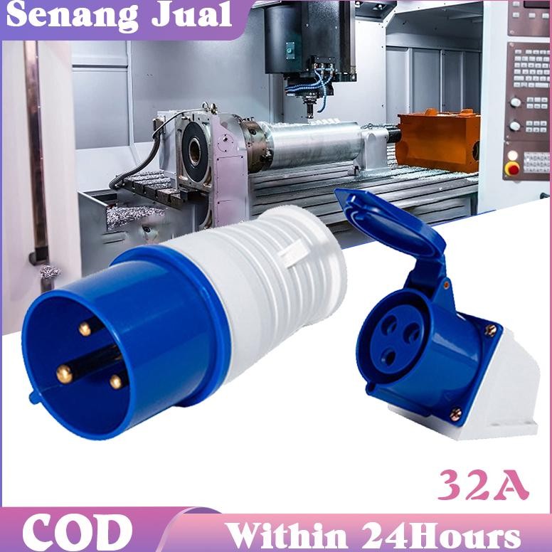 Stop Kontak 3 Phase 32A 7000W Colokan Genset 3 Kaki IP44 Steker Kaki 3 Genset 3PIN Anti Air 220-250V