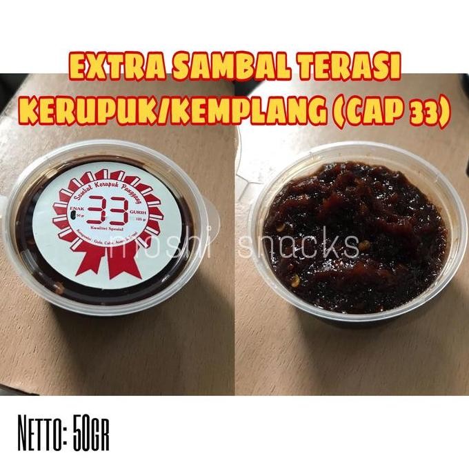 

Sambal Terasi Kerupuk / Kemplang 33 Asli Bangka / Sambel Belacan