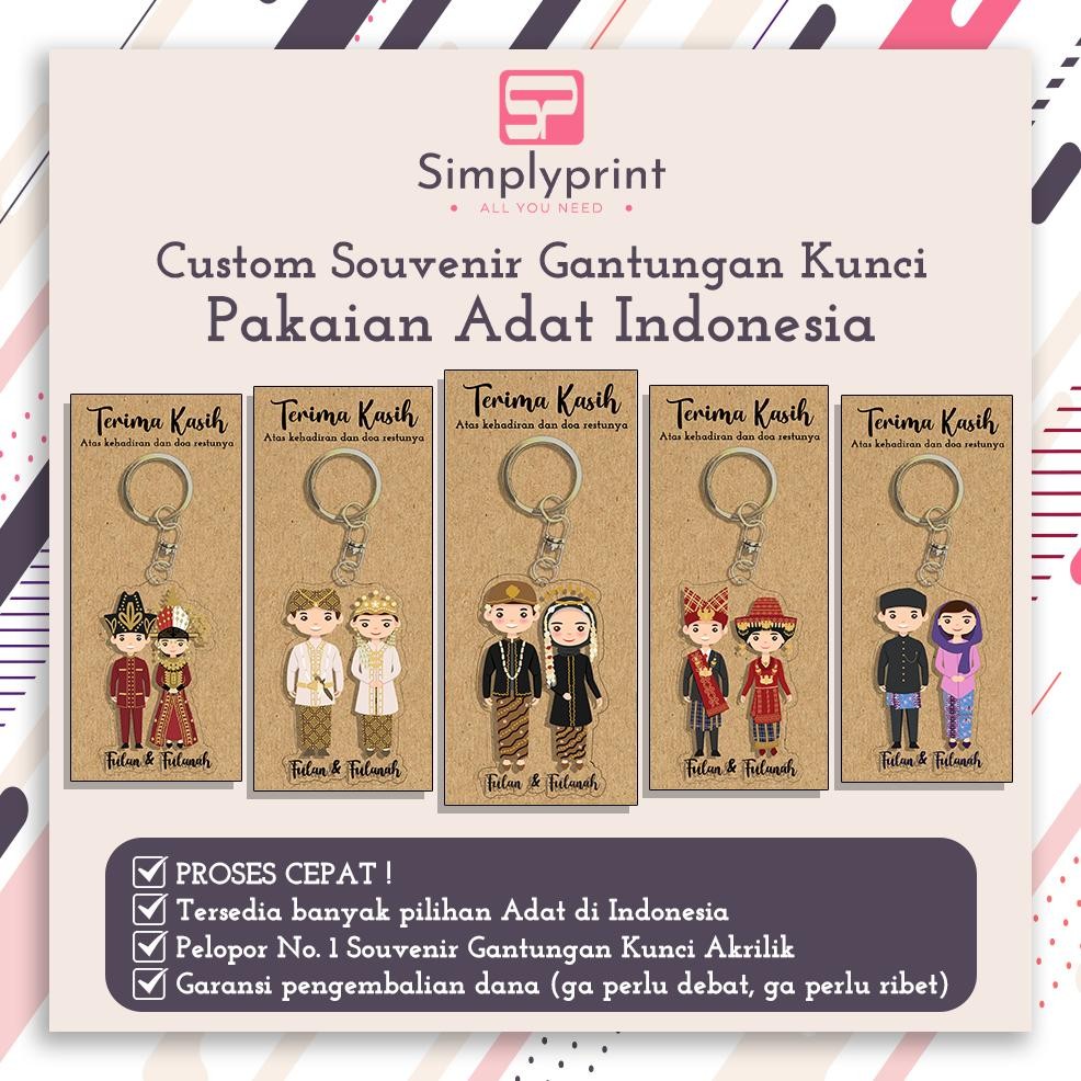 50 Pcs Gantungan Kunci Custom Adat Souvenir Unik Bisa Request Desain, Nama, Tanggal, Kertas, Cetak U