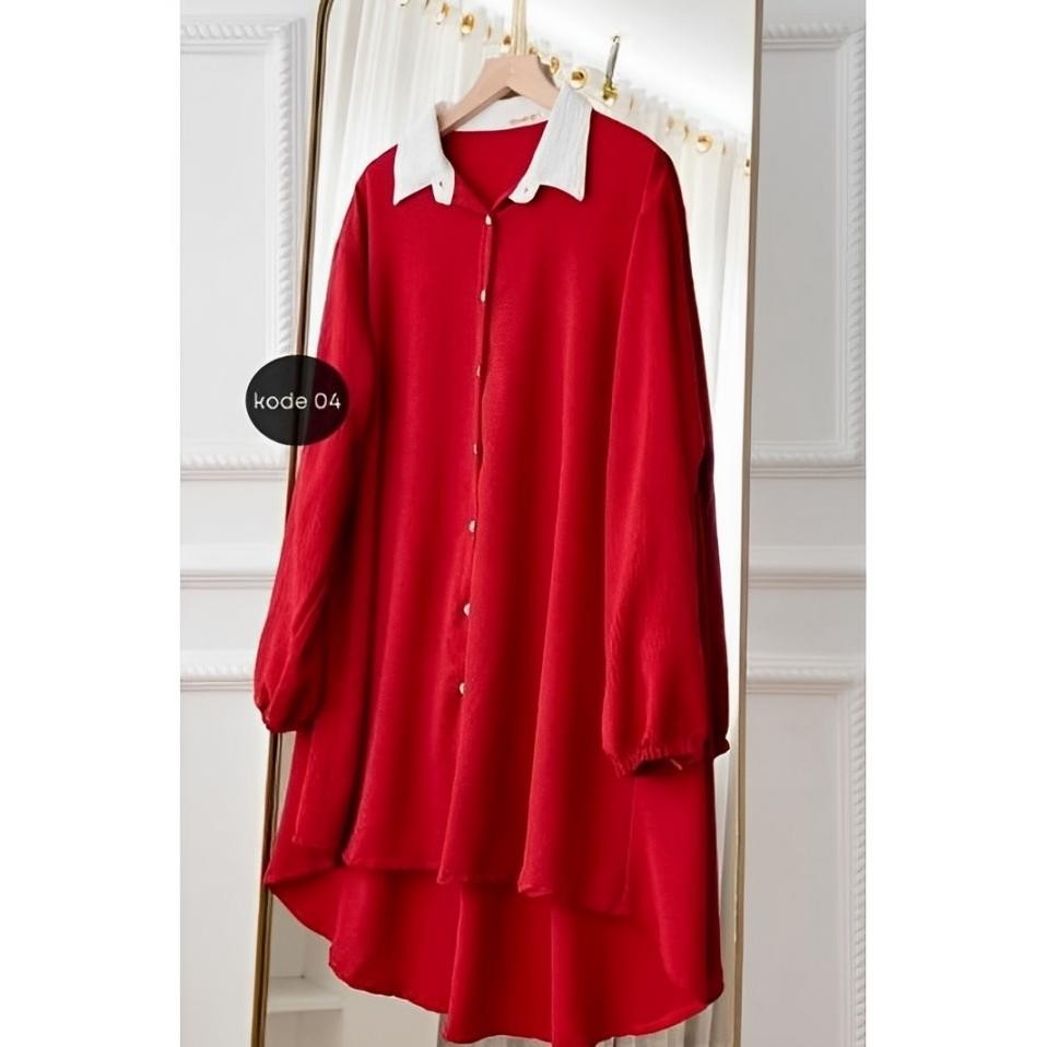Baju Tunik Wanita Merah Putih Spesial Hari Kemerdekaan | Baju Atasan Tunik Merah Putih Spesial Agust