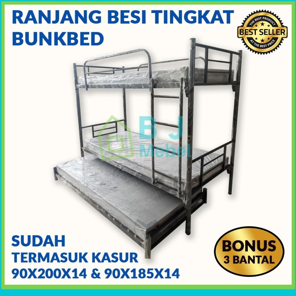 Ranjang Susun 3 Tingkat + Kasur Busa