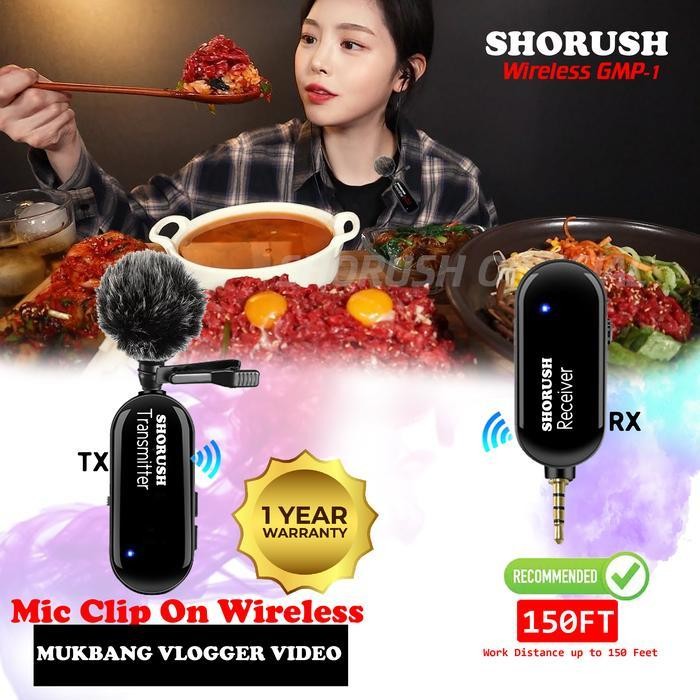 LTS Shorush GMP 1 Microphone Mic Clip On Wireless VLOG Camera HP ASMR