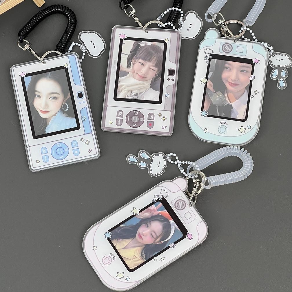 

Colorful Phone Shape Card Holder 3 Inch Photocard Frame with Spring Rope Idol Photo Card Bag Bus Card ID Card Acrylic Protective Case