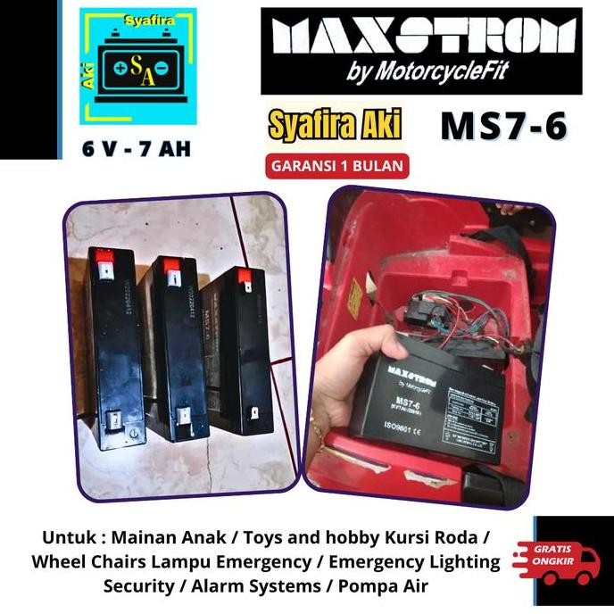 MAXSTROM 6V 7AH BATTERY VRLA MOTOR AKI MAINAN ANAK MOBILAN AKI PMB PLIKO UNIKID YUKITA 6 VOLT 7 AMPE