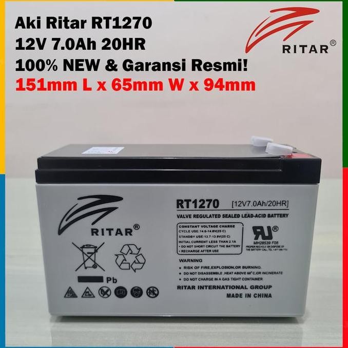 Aki baterai vrla Ritar 7ah RT-1270 12V murah