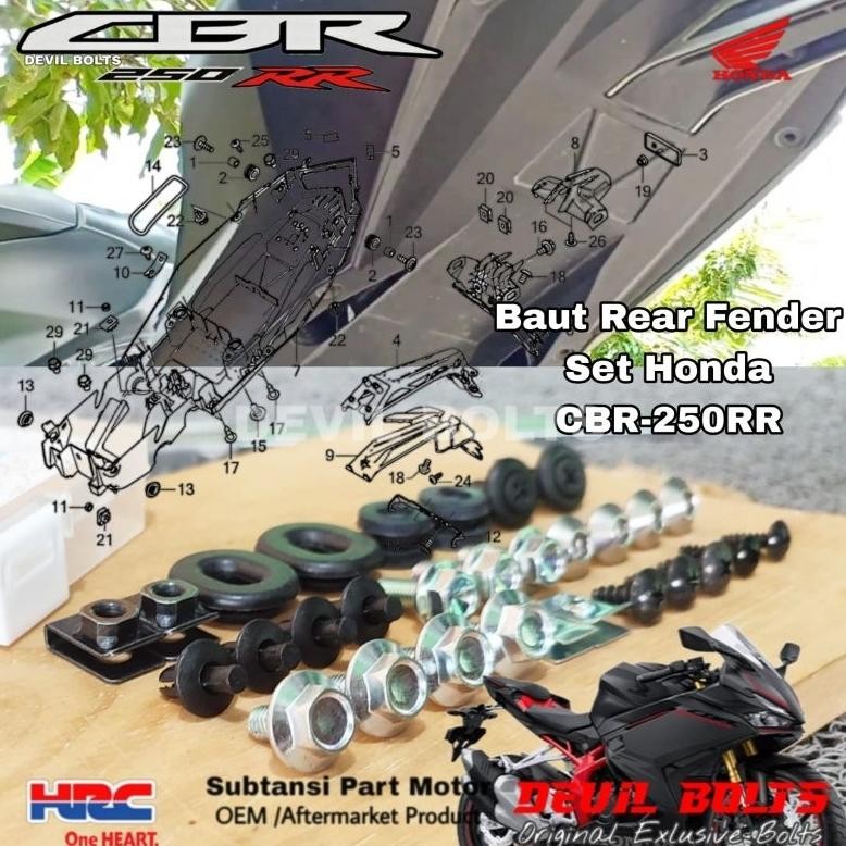 Baut Set Rear Fender Honda CBR 250RR/Baut Spakbor Belakang Honda CBR 250RR