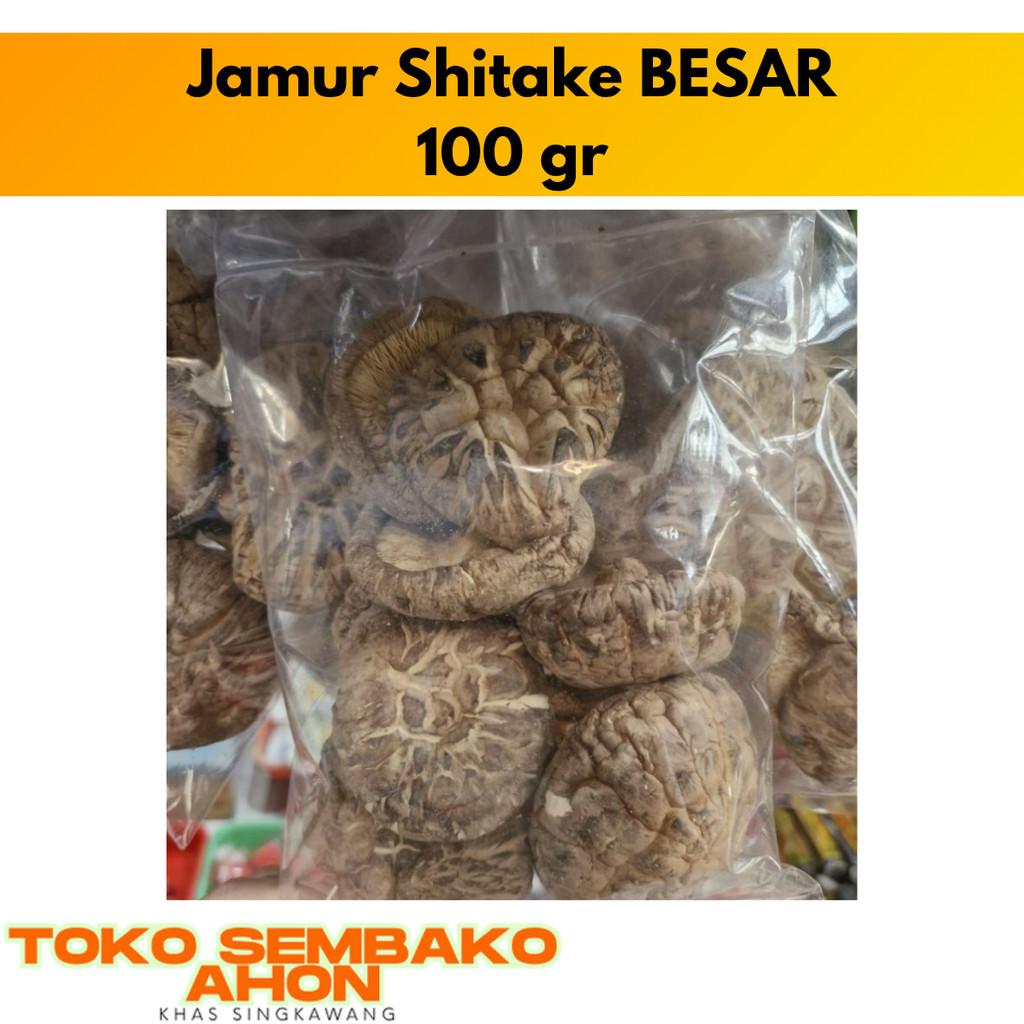 

Jamur Shitake (BESAR / TEBAL) 100 gr / Hiong Ku / Hiongku / Hio Ko / Hiko / Jamur Kering Shitake Besar / Jamur Hioko Tebal / Jamur Shiitake Premium 100gr