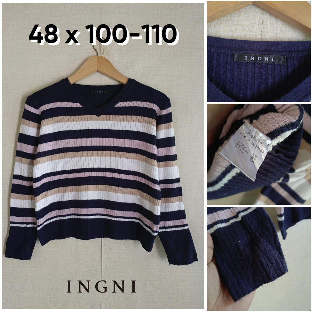 Sweater Lidi INGNI Multicolour Navy Size M Wanita Knit ZX860