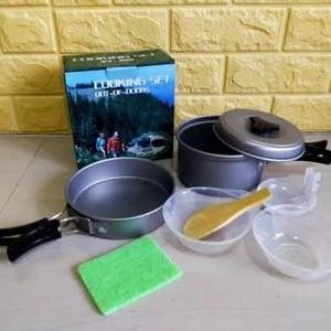 Paket Hemat Cooking Set Nesting 2 Person Kemping Wajan & Kompor Windproof - Sy200 & Kovar K203 Alat 