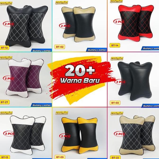 Bantal Mobil Kulit Sintetis (Bintik Hitam)