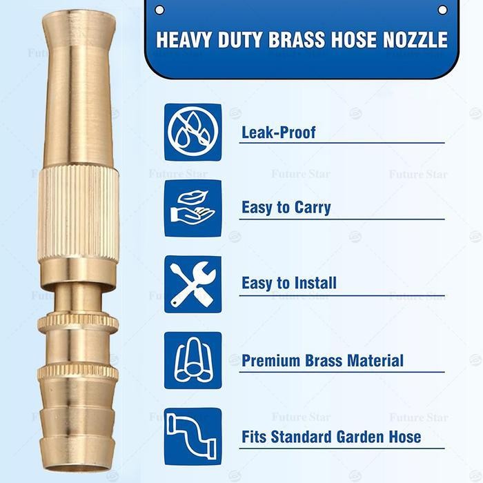 Semprotan Air Lurus Kuningan / Taman Alat Cuci Motor Mobil / Water Jet Spray Gun Hose Nozzle - Brass