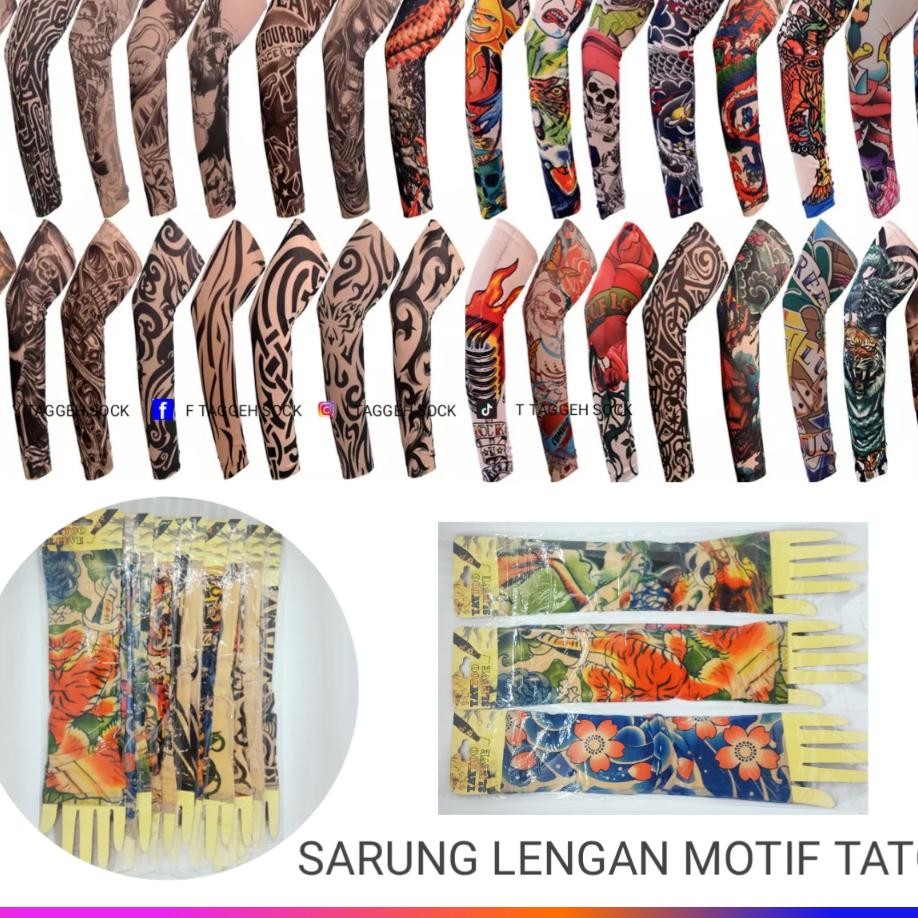 12 Pasang Sarung Lengan Motif Gambar Manset Tato
