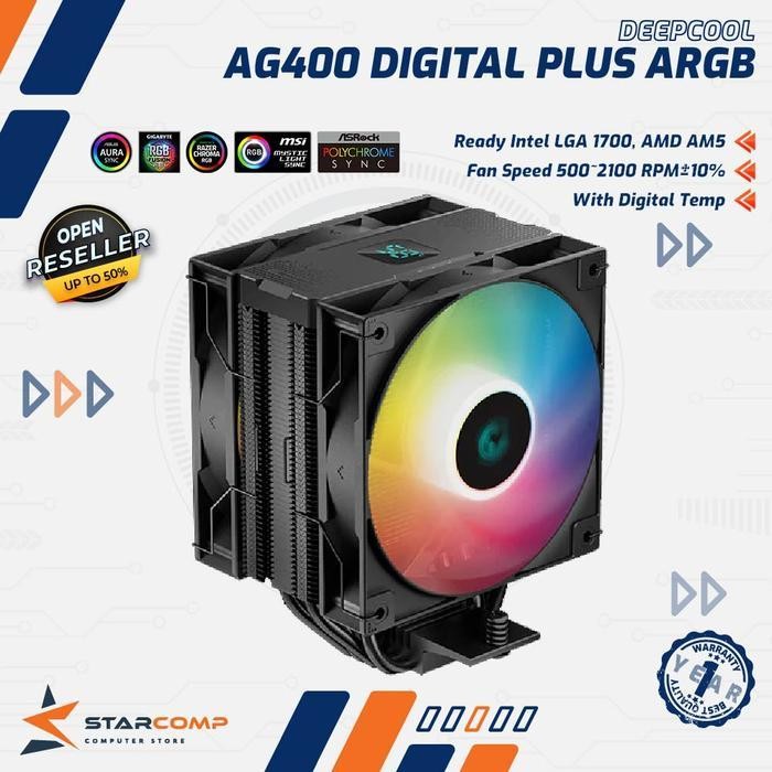 Deepcool Ag400 Digital Plus Cpu Cooler Tower Dual Fan Original Dan Terpercaya