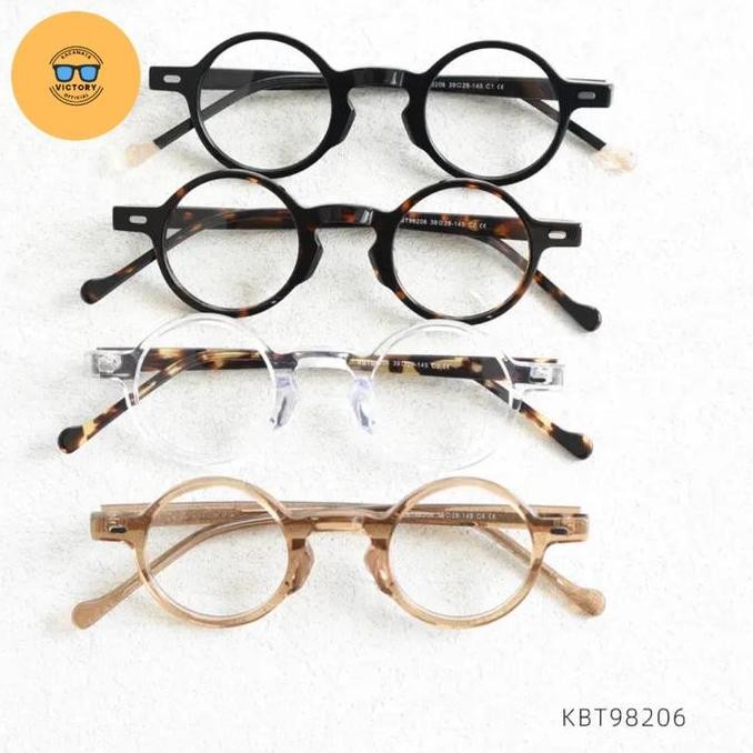 Frame Kacamata Bulat Kecil Retro Vintage Klasik Skena Boboho Desain Jepang Pria Wanita Lensa Antirad
