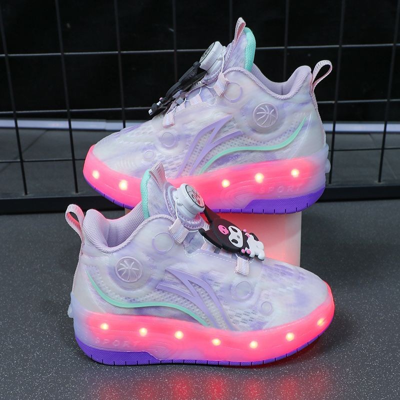 Sepatu Heelys Kuromi untuk Anak Perempuan, Sepatu Roda untuk Anak Laki-Laki, Sepatu Menyala, Sepatu 