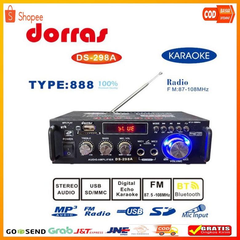 NEW Power Amplifier Dorras DS-298A 600 Watt Amplifier Bluetooth Karaoke FM Radio USB MMC Card Kartu 