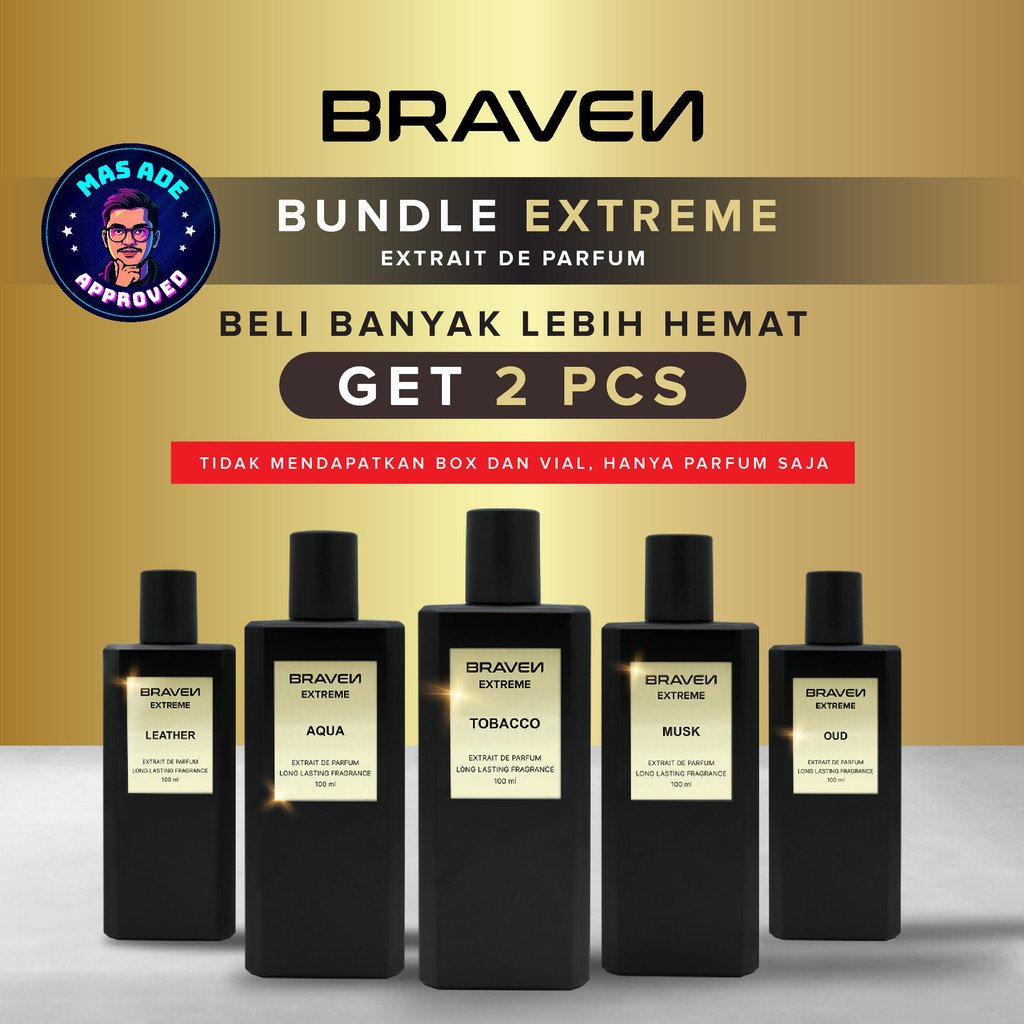 【Get 2 Pcs】Best Seller Bundle | Braven Extreme Extrait De Parfum| Parfum Pria 100ml - Parfum Tahan L