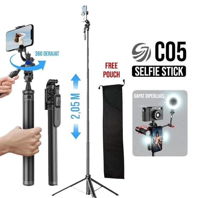 Ciji Tripod Tongsis Gimbal Stabilizer C05 Tripod Stabilizer Camera 360 Derajat Dengan Remote Control