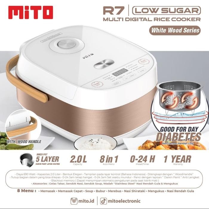 MITO Rice Cooker R7 Low Sugar / Ricecooker Low Carbo MITO ORI
