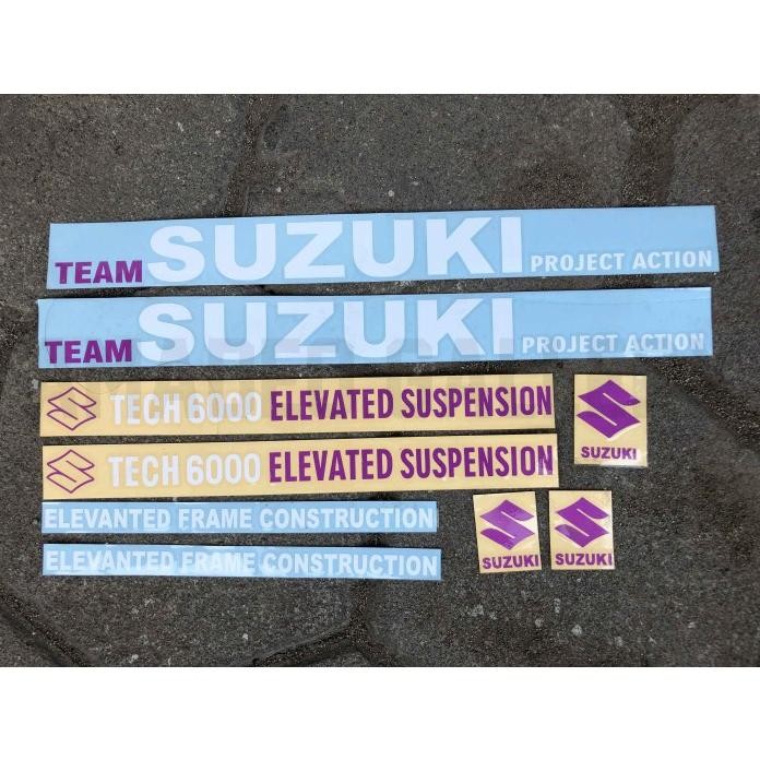 Part Sepeda Sticker Decal Suzuki Tech Elevated 6000 Lengkap Satu Set Stiker Logo