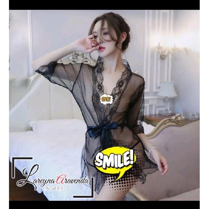 Jennifer Kimono Lingerie Transparan Sexy Set Tali Cd
