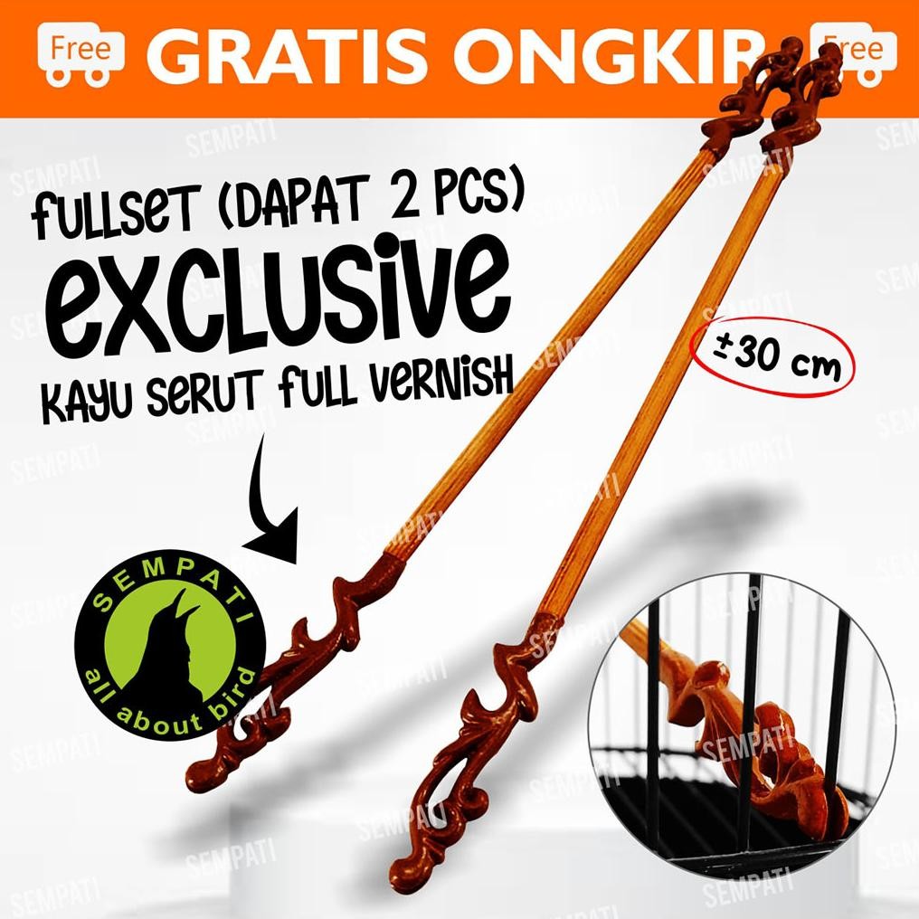 SEMPATI ISI 2 PCS Tangkringan Heloped Sangkar Kandang Burung Pleci Kolibri Sogon Konin Kolibri Ukir 