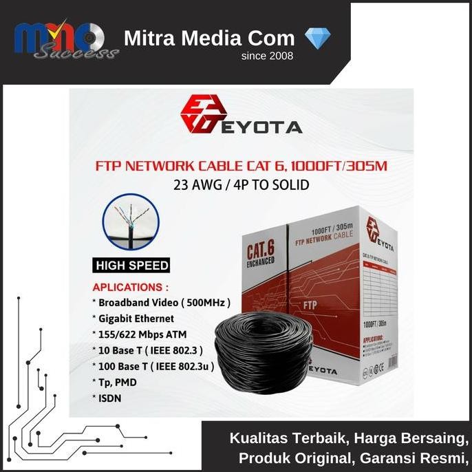 Eyota Kabel Lan FTP Cat 6 Hitam/ Kabel Lan FTP Out Door Cat 6 Eyota
