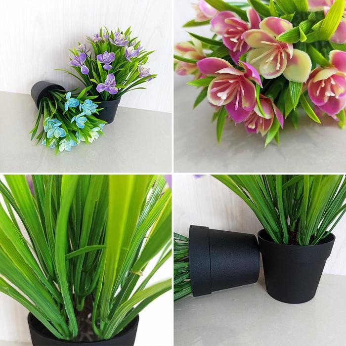 Pot Bunga Saffron Tanaman Hias Artificial Flowers Bunga Kembang Hiasan Meja Tamu Dekorasi Rumah Mura