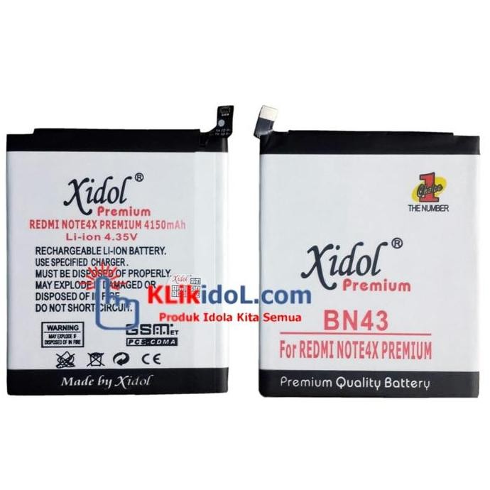 TERBARU - BATERAI XIDOL REDMI NOTE 4X BN43 BATTERY BATRE PREMIUM