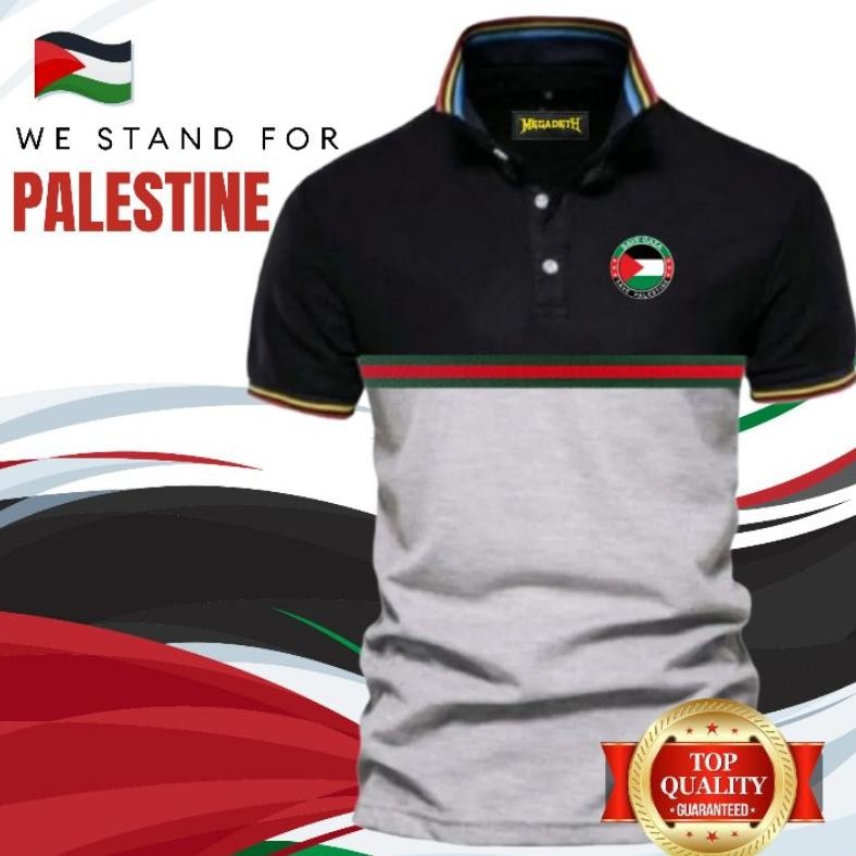 Fgs-3 Kaos Kerah Wangki Kombinasi Sablon Palestina/Kaos Kerah Model/Kaos Distro Terbaru/Kaos Katun P