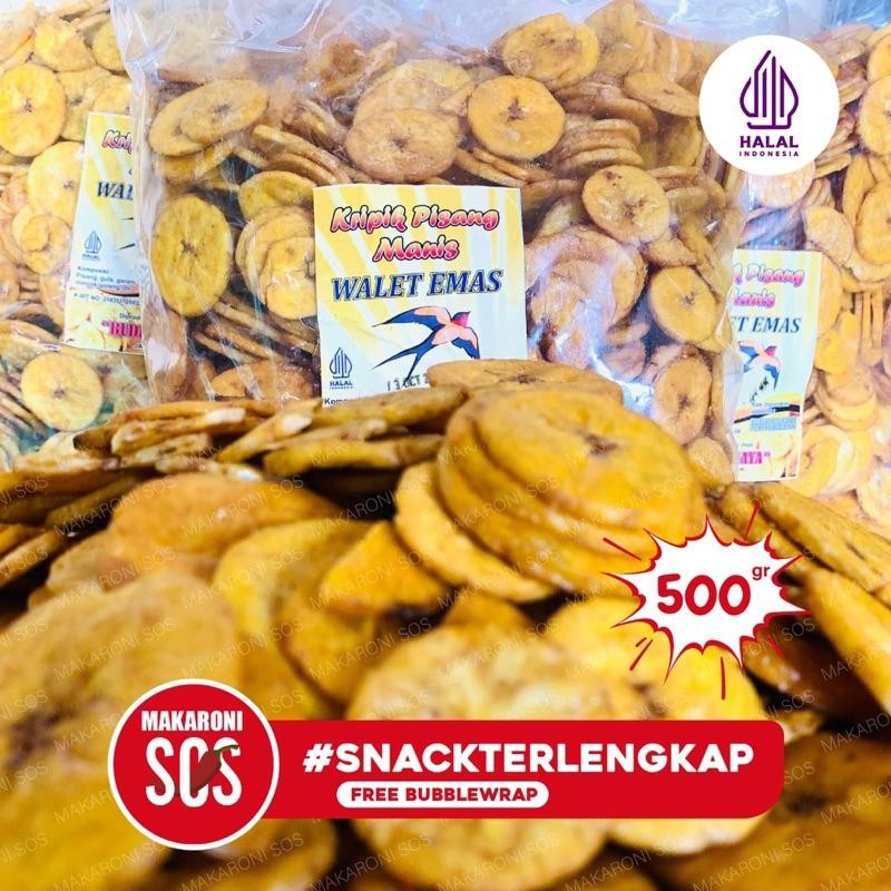 

Pisang Manis 500Gr | 1/2Kg Keripik Pisang Bulat Manis Cap Walet Mas Makaroni Sos Berkualitas