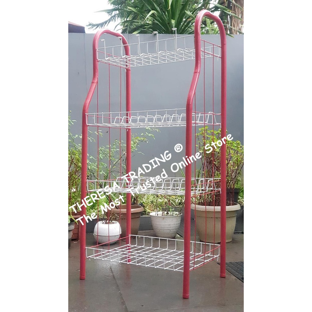 Rak Piring Susun 4 Jumbo Dapur Serbaguna Besi Lapis Plastik Coating