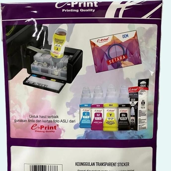 

new !!! Transparent Sticker e-Print A4 150Gsm 10Lembar Kertas Transparan Stiker Waterproof Buku Kantor Paper Sekolah Stationery