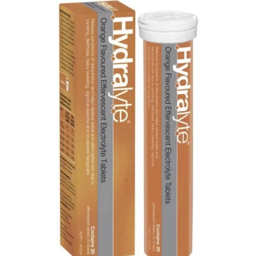 

TERMURAH - Hydralyte Electrolyte Effervescent Orange 20 Tablets