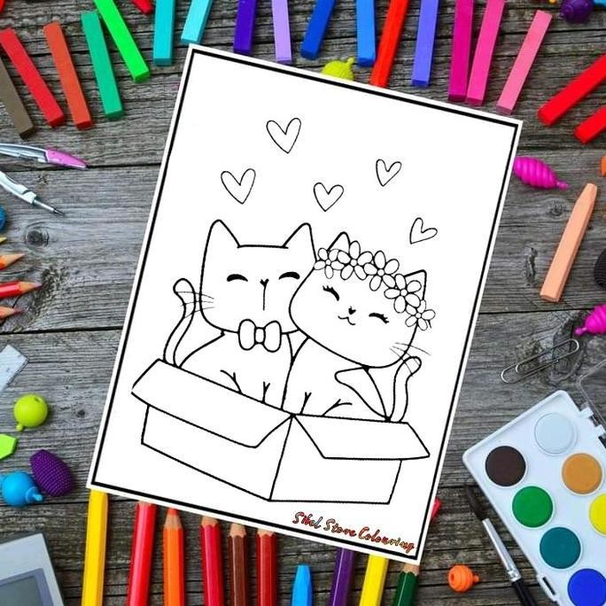 

new !!! Kertas Mewarnai Gambar Tema Kucing Lucu V1 (isi 10 Lembar) / Edukasi anak / Belajar / Motorik anak / Diy / Paud / Hadiah Ulang Tahun anak