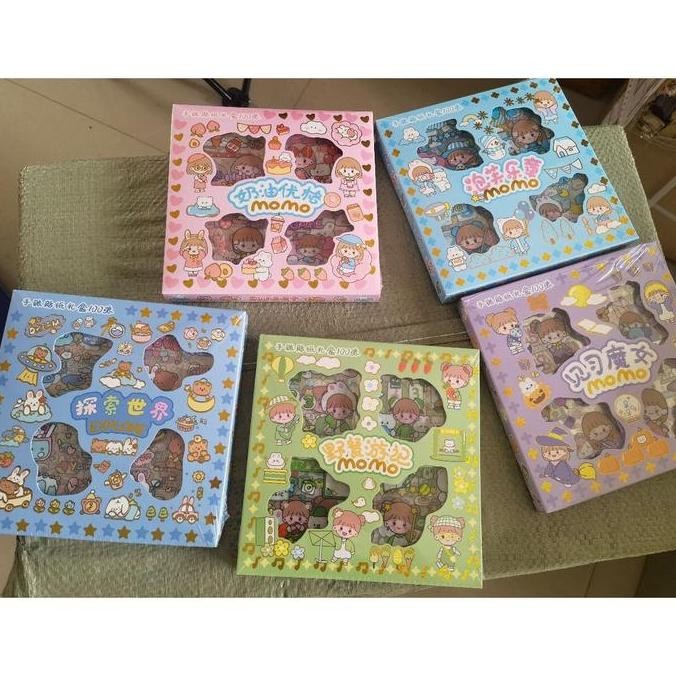 

new !!! *Sticker Waterproof Sticker Momo Dapat Box Isi 100 Lembar Stiker Paper Stationery
