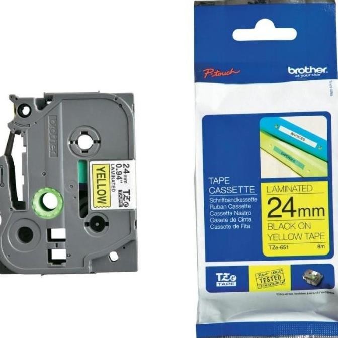 

Brother Label Tape Tze-651 24Mm X 8M Laminated Black On Yellow Tze651 New Stok