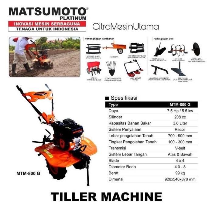 Mesin Cultivator Bajak Tiller Matsumoto MTM-800G