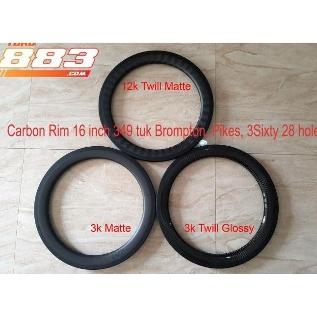 CARBON RIM 16 INCH 349 28 HOLE TUK OMPTON PIKES 3SIXTY