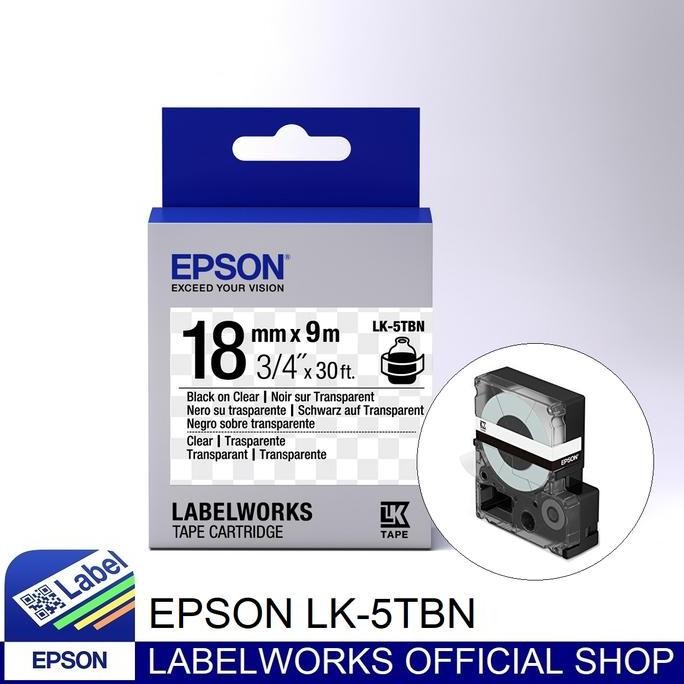 

Epson Label 18Mm Black On Clear 9M Labelworks Tape Cartridge Lk-5Tbn New Stok