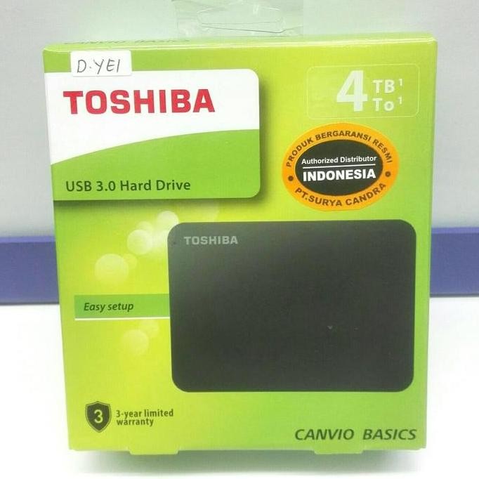 TERLARIS - Hardisk External TOSHIBA BASIC 4TB ORIGINAL GARANSI RESMI 3 Tahun